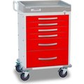 Detecto DetectoÂ Rescue Series Emergency Room Medical Cart, White Frame W/ 6 Red Drawers RC333369RED